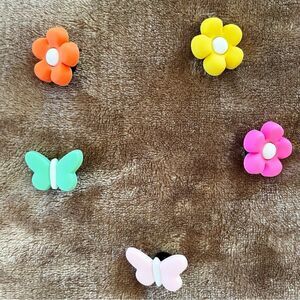 Colorful Flower and Butterfly Crocs/ Jibbitz Style Shoe Decorations Set of 5